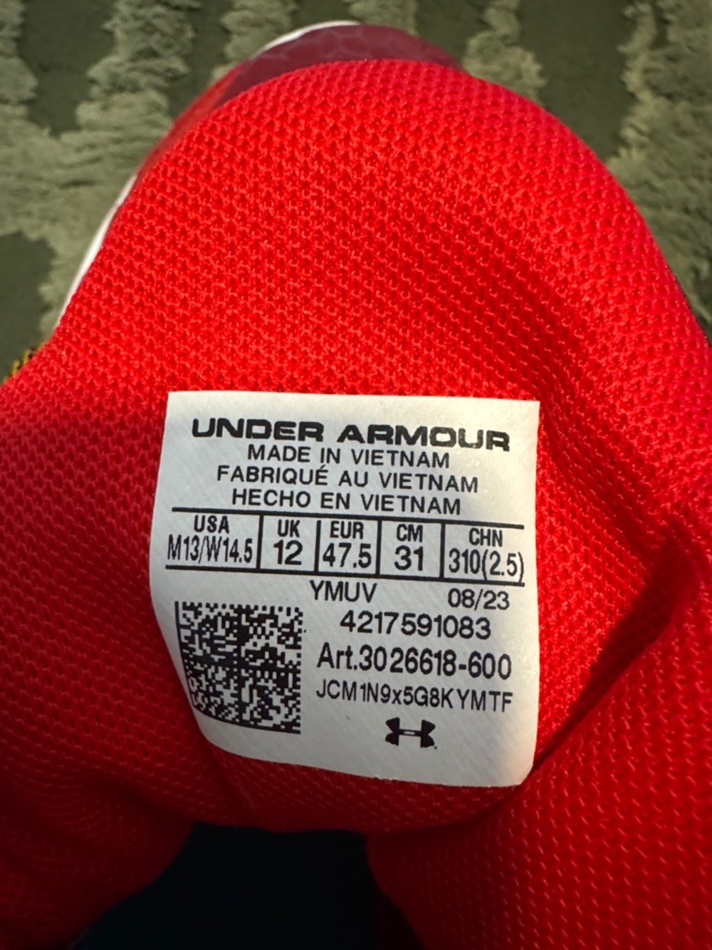 Under Armour Men's Red and Yellow Athletic Shoes - Picture 6 of 7